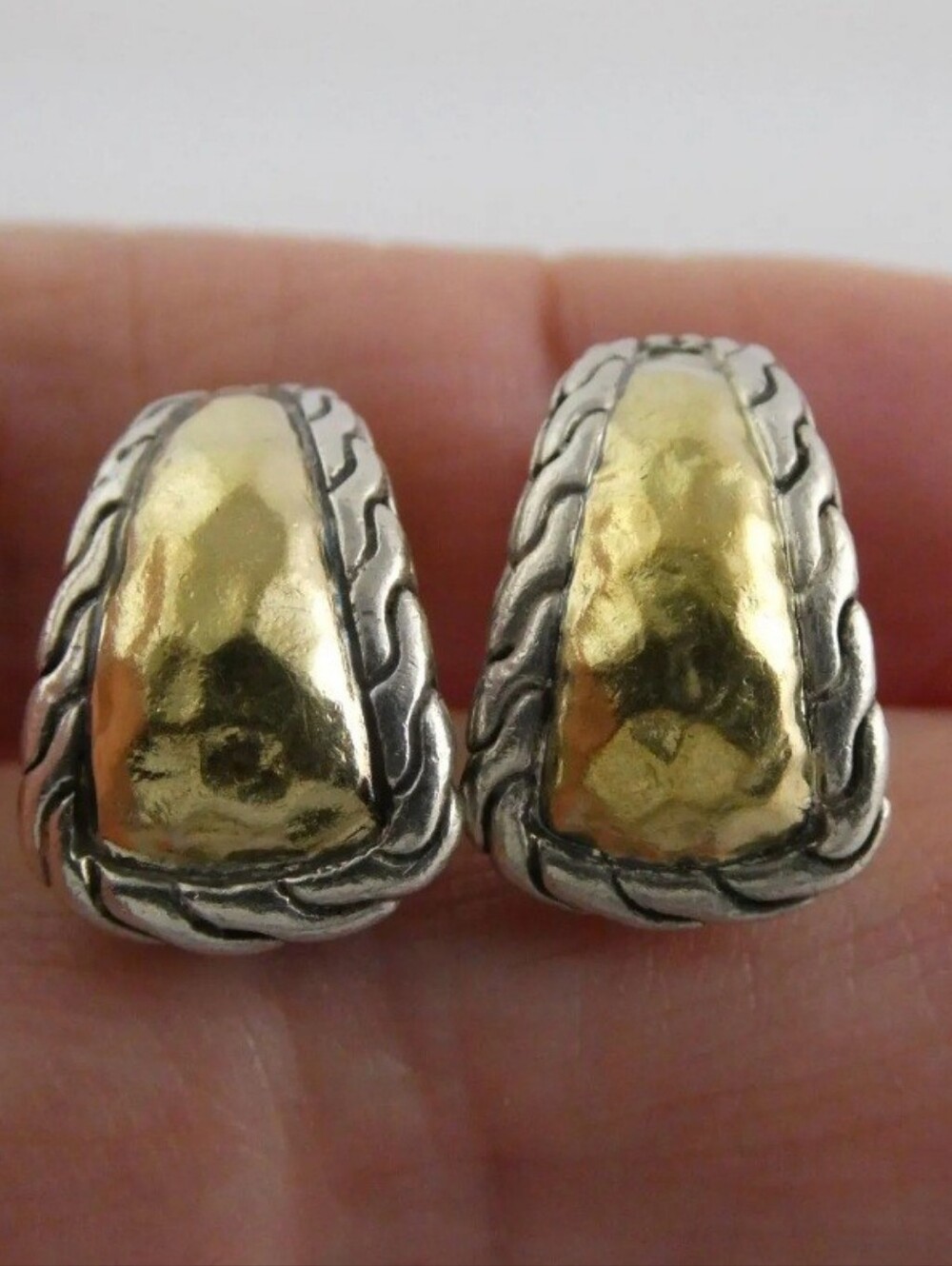 John Hardy 22k Yellow Gold And Sterling Silver Earrings
